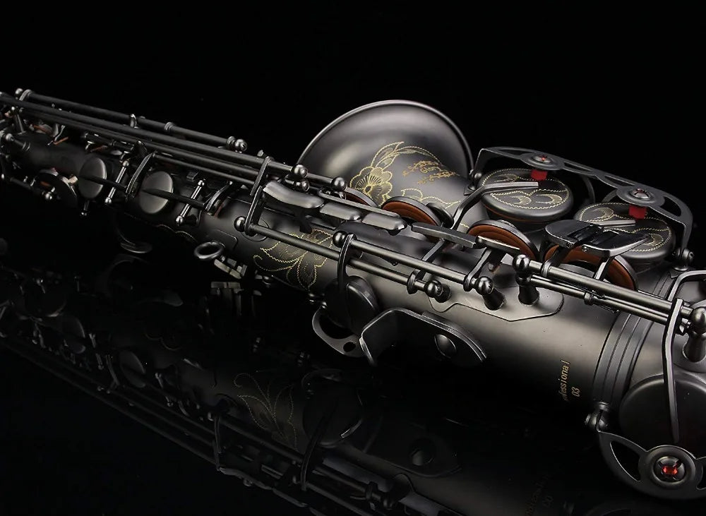 Saxofone Alto Profissional E-flat – Instrumento Musical de Alta Qualidade, Acabamento Preto Níquel