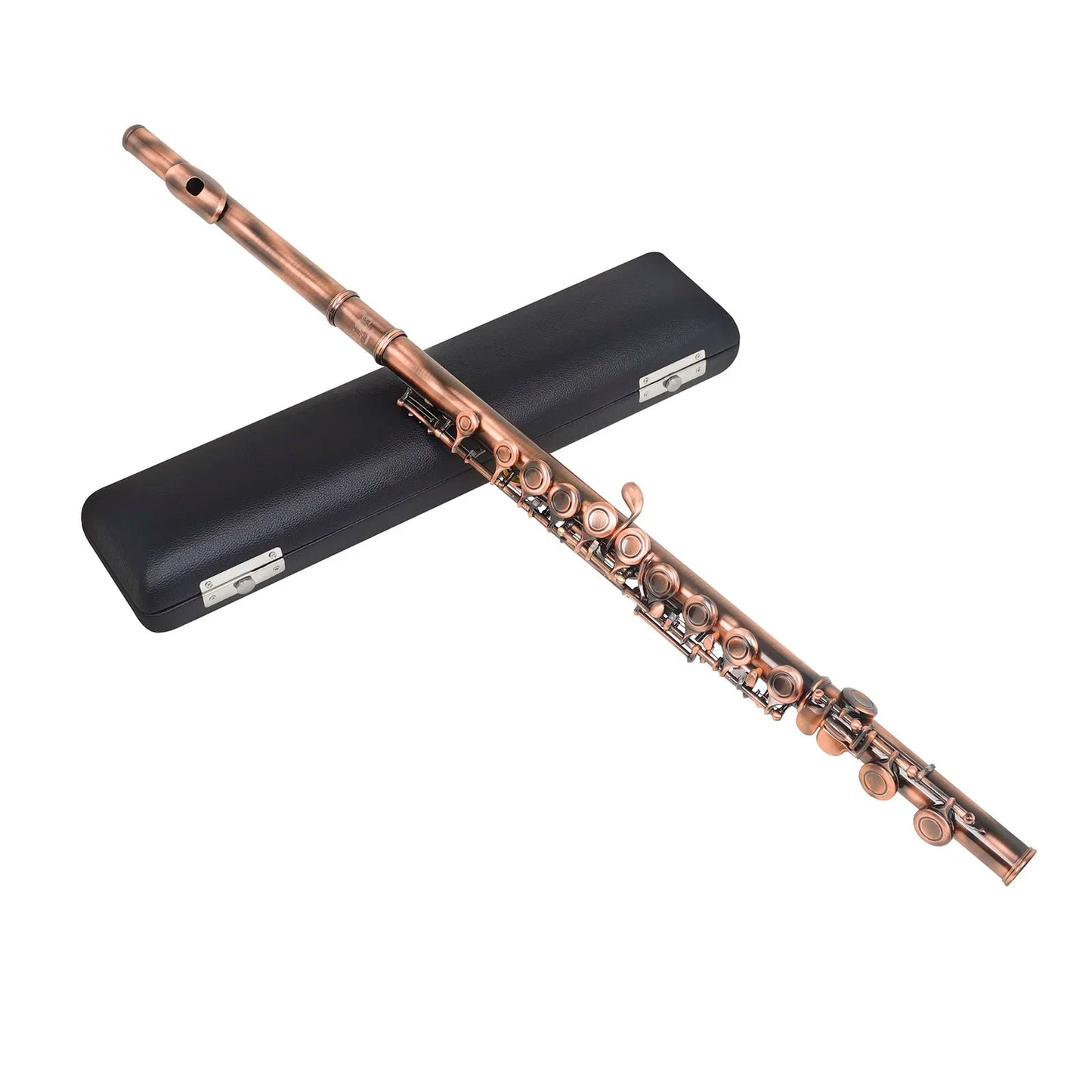 Flauta Transversal SLADE 16 Furos C Chaves Fechadas Acabamento Cobre Envelhecido Profissional