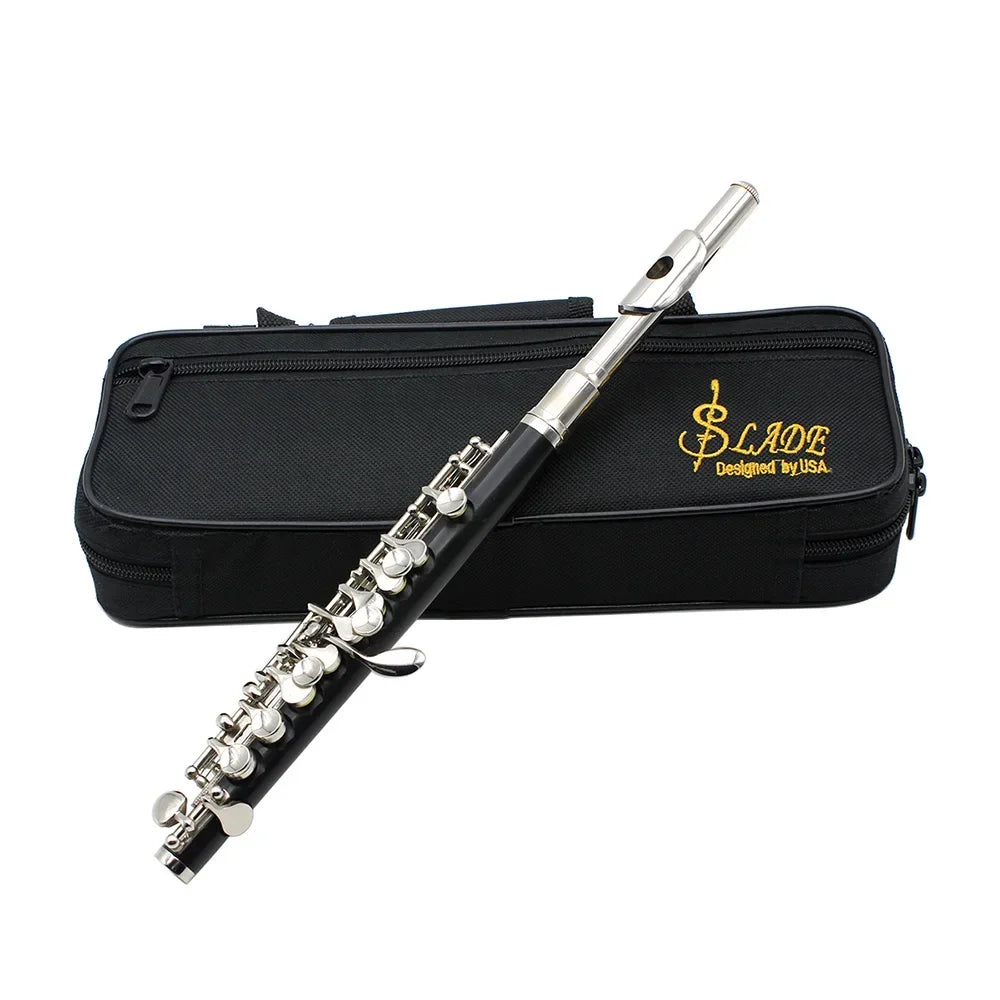 Piccolo SLADE 16 Furos C Chave – Tubo em Cobre Branco, Chaves Prateadas Multicolor, Instrumento de Sopro com Acessórios