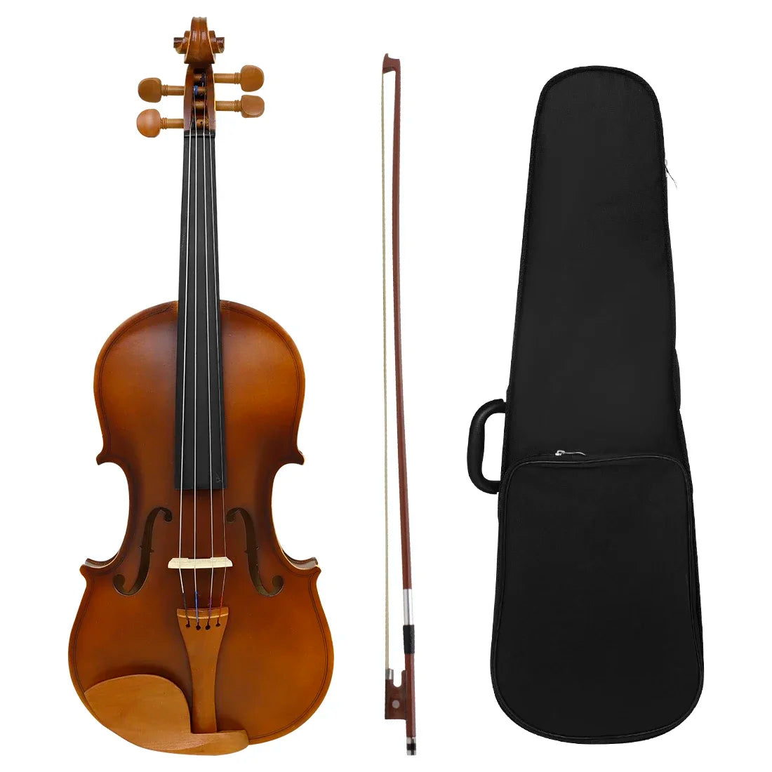 Violino 4/4 Astonvilla Madeira Natural Fosca, Esculpido à Mão – Com Estojo e Arco