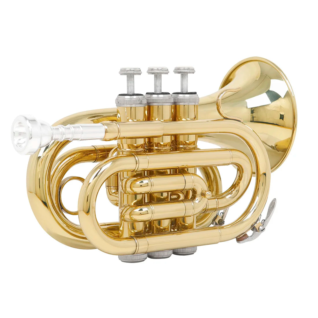 Trompete de Bolso Bb Shuffle SHF512 Latão Mini Cornet com Estojo, Luva e Bocal