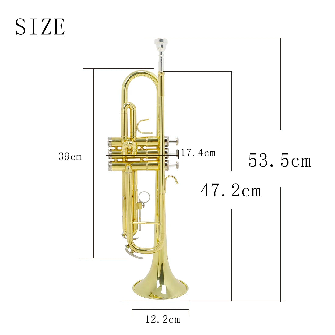 Trompete Profissional SLADE Bb em Latão Dourado com Estojo e Bocal