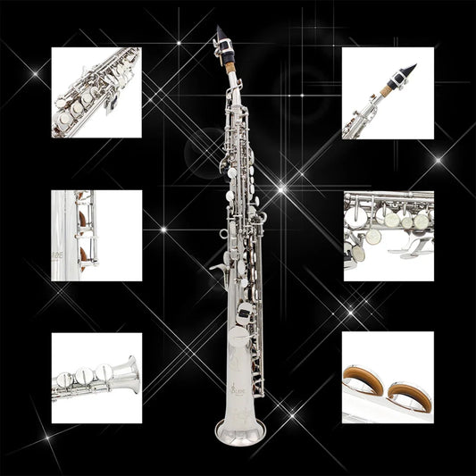 SLADE Saxofone Soprano Bb Profissional – Corpo de Latão Reto com Estojo e Palhetas para Músicos
