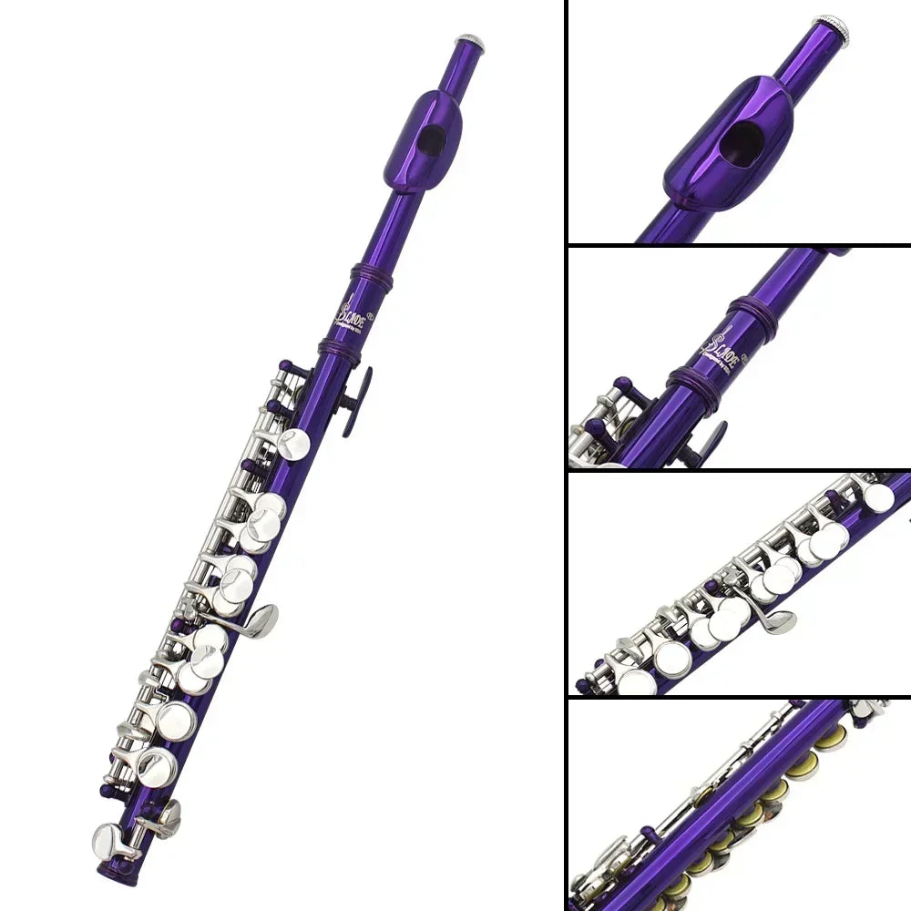 Piccolo SLADE 16 Furos C Chave – Tubo em Cobre Branco, Chaves Prateadas Multicolor, Instrumento de Sopro com Acessórios