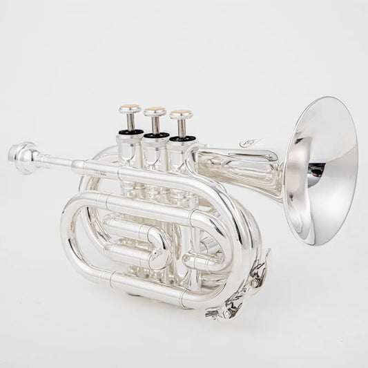 Trompete de Bolso Bb Bach Latão com Bocal, Luvas, Pano de Limpeza e Estojo
