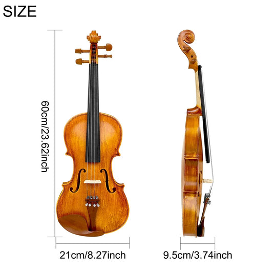 Violino 4/4 Astonvilla Cor Natural – Conjunto em Madeira Maciça com Estojo, Arco e Cordas para Iniciantes