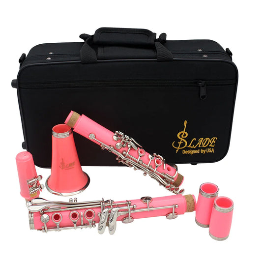 Clarinete SLADE Bb 17 Teclas – Corpo em Baquelite, Instrumento Profissional de Sopro com Estojo e Palheta