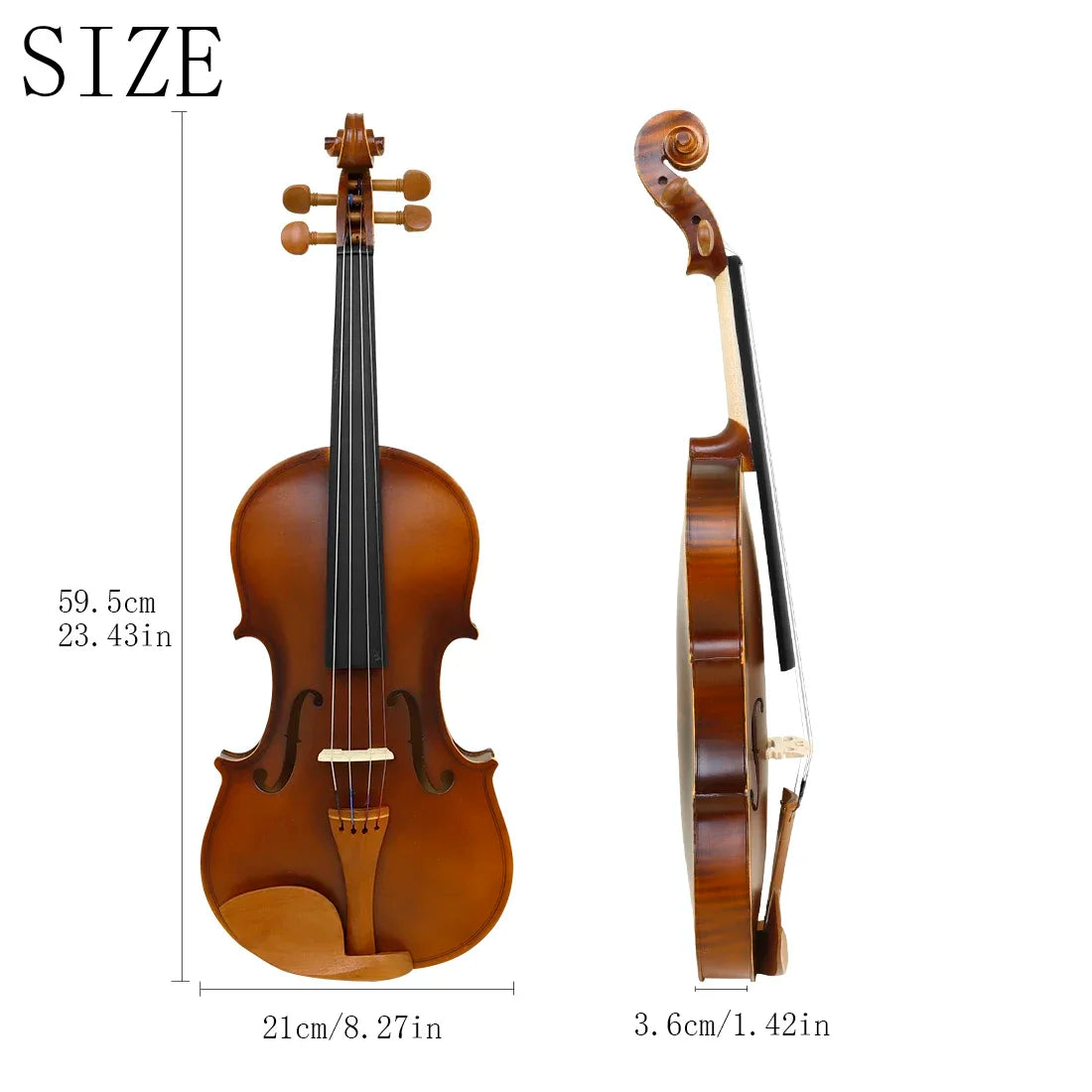 Violino 4/4 Astonvilla Madeira Natural Fosca, Esculpido à Mão – Com Estojo e Arco