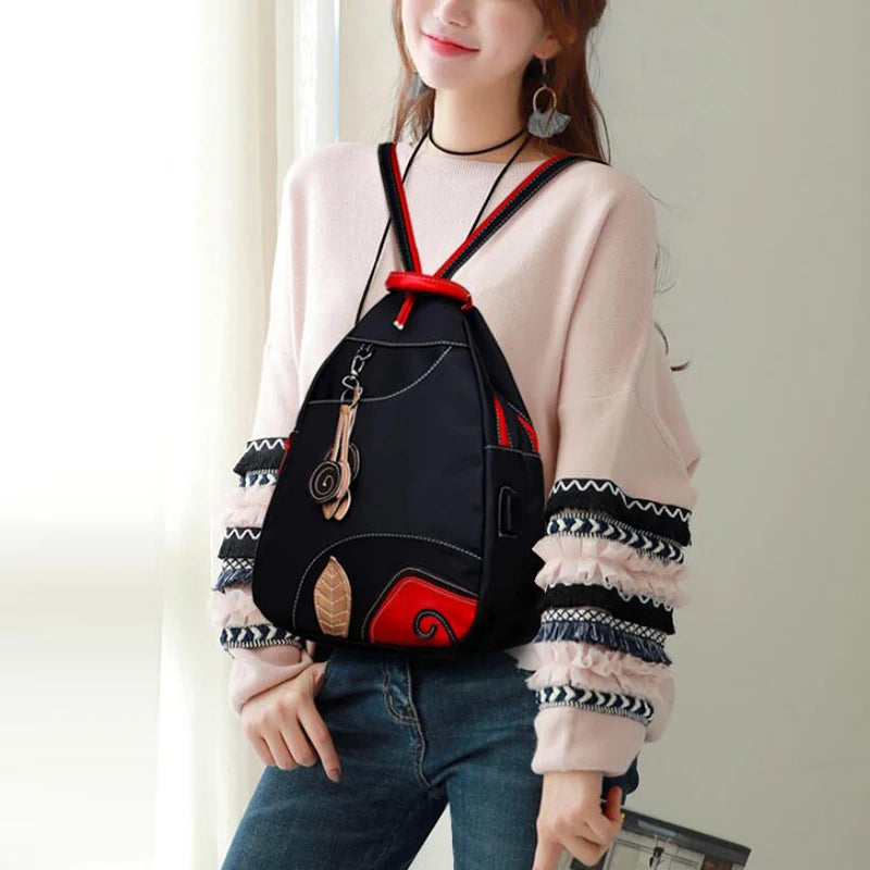 Mochila Feminina Impermeável de Nylon – Estilo, Conforto e Versatilidade para Viagem, Escola e Dia a Dia - Expresso Nippon
