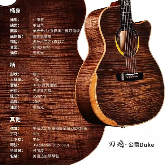 Violão Merida 41" Handmade Topo Abeto Corpo Jacarandá All Solid com Estojo, Correia e Afinador