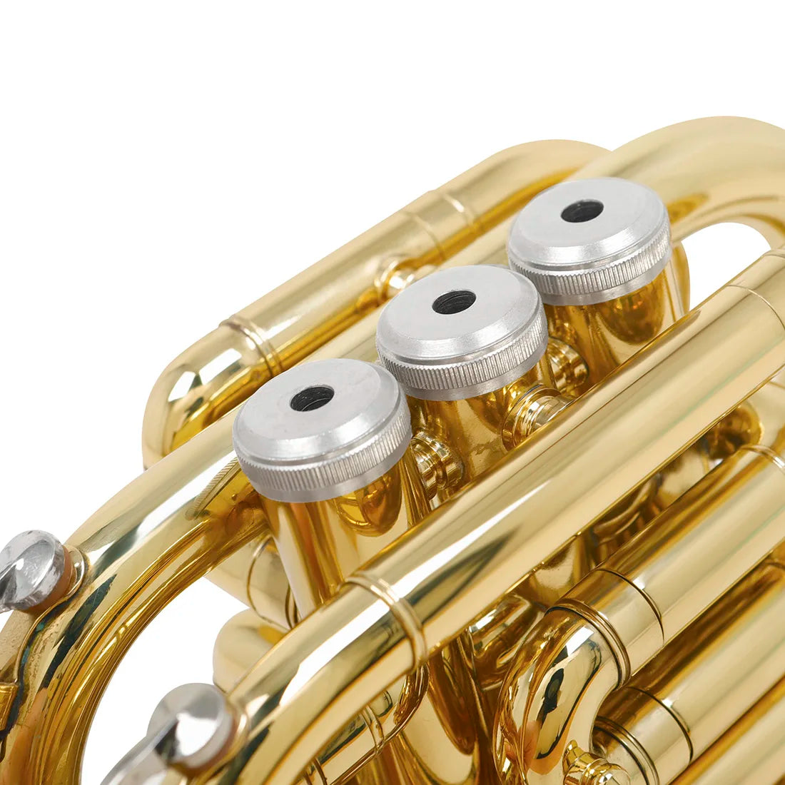 Trompete de Bolso Bb Shuffle SHF512 Latão Mini Cornet com Estojo, Luva e Bocal
