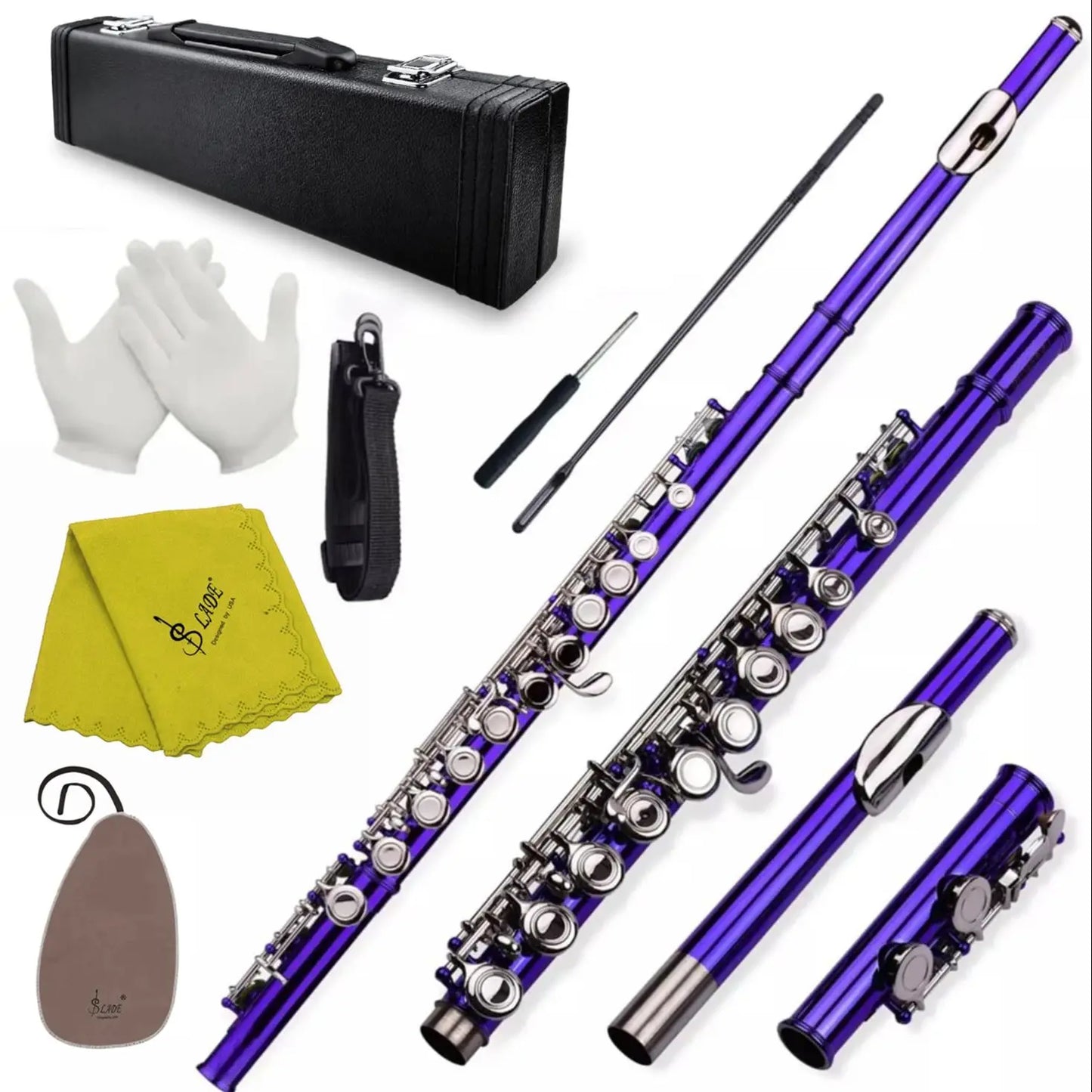 From Brazil SLADE 16 C-Slot Holes Flute Purple/Black Flute Professional Beginner Student Flute with Box Gloves Cleaning Kit