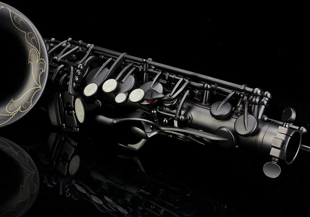 Saxofone Alto Profissional E-flat – Instrumento Musical de Alta Qualidade, Acabamento Preto Níquel