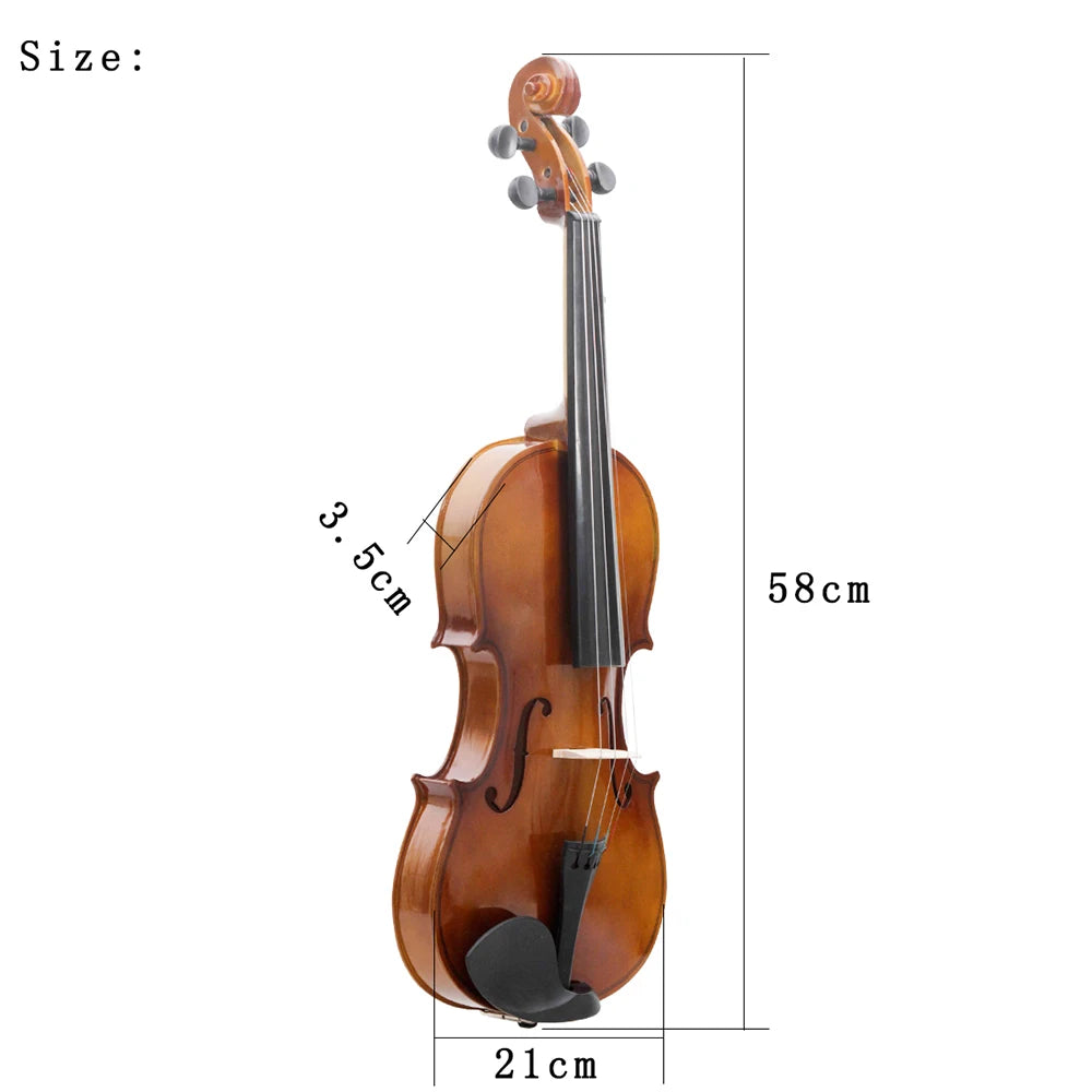 Violino 4/4 Retrô em Madeira Maciça e ABS – Acústico Profissional com Estojo e Arco