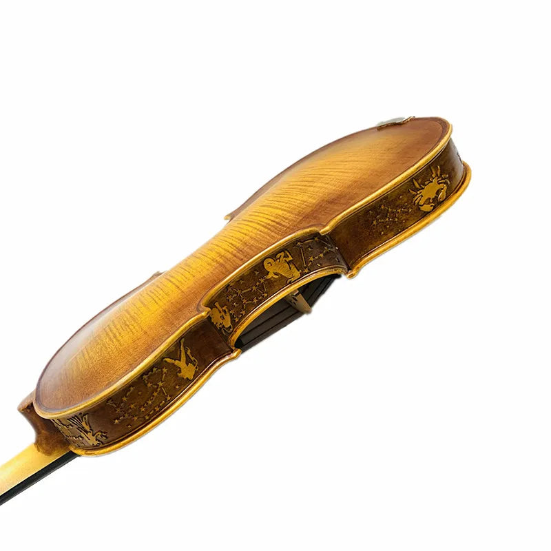 Violino 4/4 Estilo Master Strad – Corpo e Braço Entalhados, Cor Marrom, Som Bonito e Envolvente