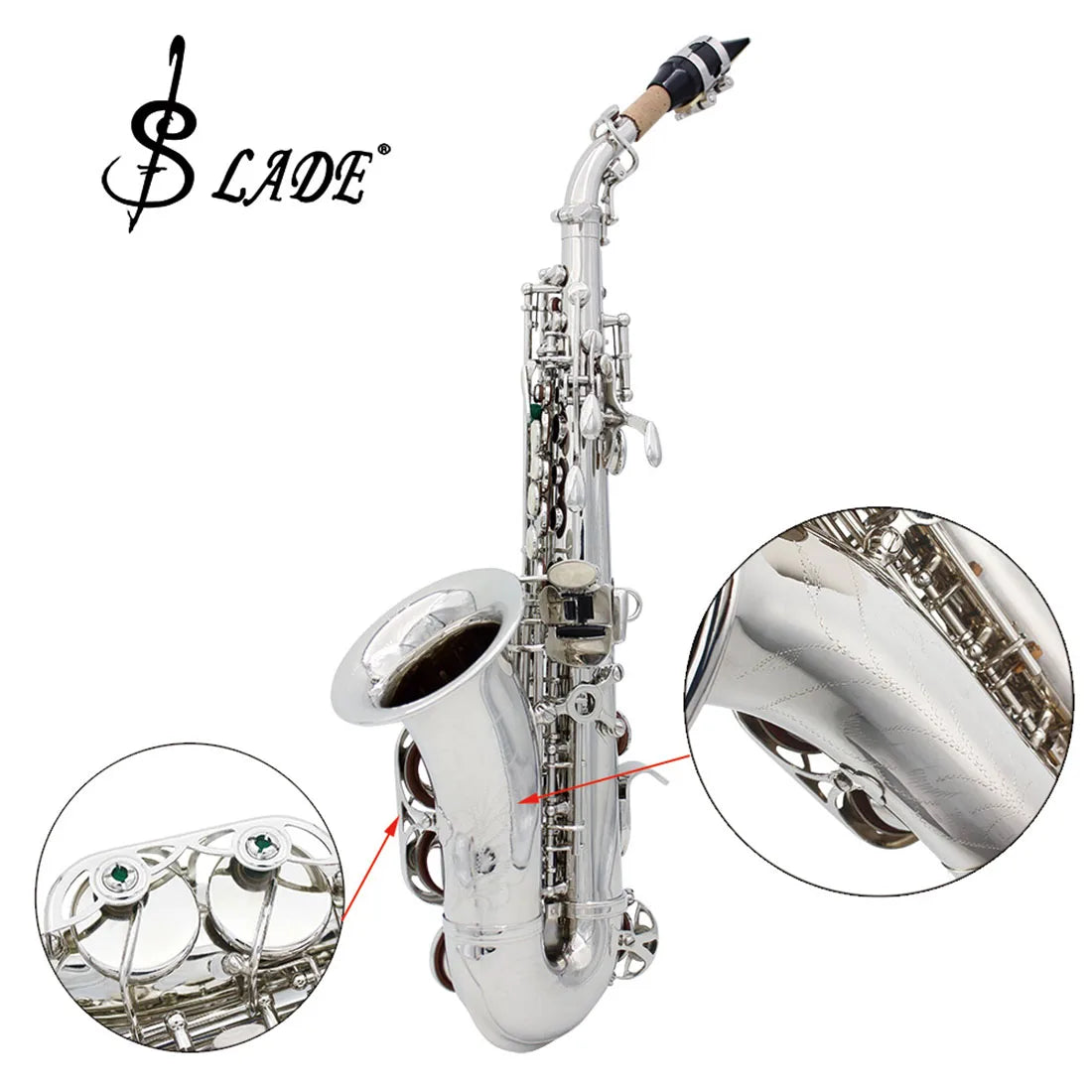 Saxofone Soprano Bb Profissional em Latão com Acessórios