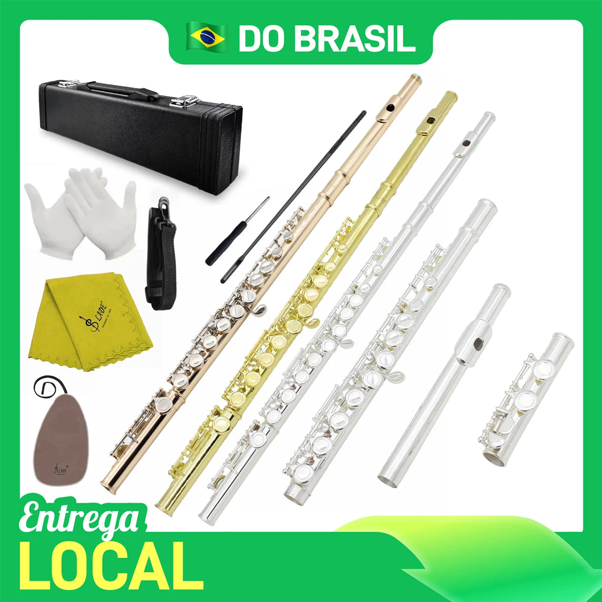 From Brazil SLADE 16 C-Slot Holes Flute Purple/Black Flute Professional Beginner Student Flute with Box Gloves Cleaning Kit