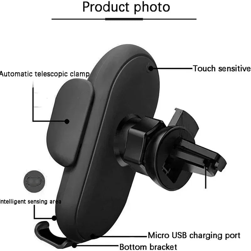 Suporte Carregador Wireless Automático 30W com Indução Infravermelha para iPhone 11/12/13 Pro Max e Samsung Galaxy S20/21 Plus
