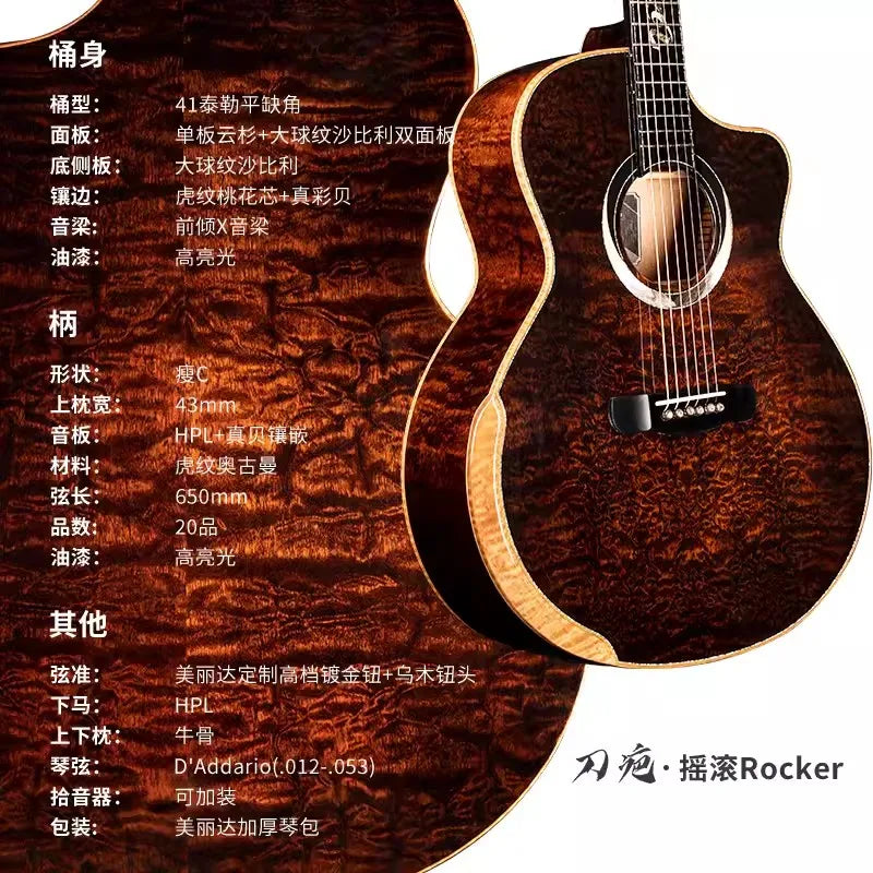 Violão Merida 41" Handmade Topo Abeto Corpo Jacarandá All Solid com Estojo, Correia e Afinador