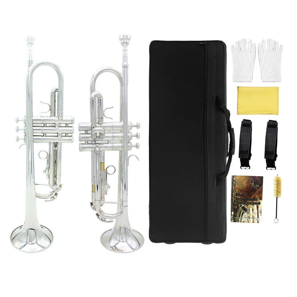 Trompete Profissional SLADE Bb em Latão Dourado com Estojo e Bocal
