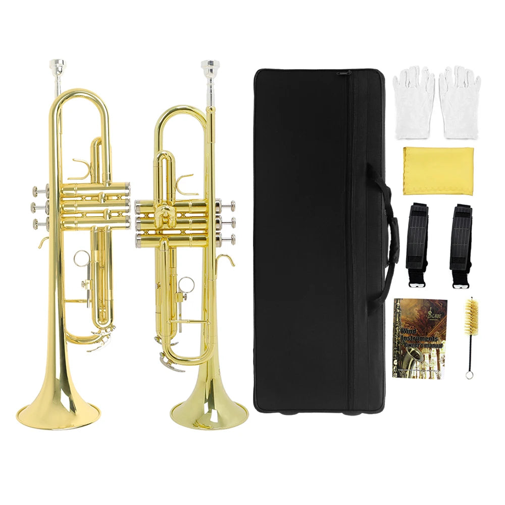 Trompete Profissional SLADE Bb em Latão Dourado com Estojo e Bocal