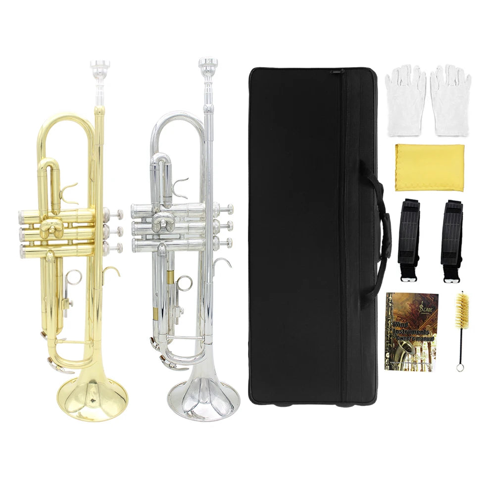 Trompete Profissional SLADE Bb em Latão Dourado com Estojo e Bocal