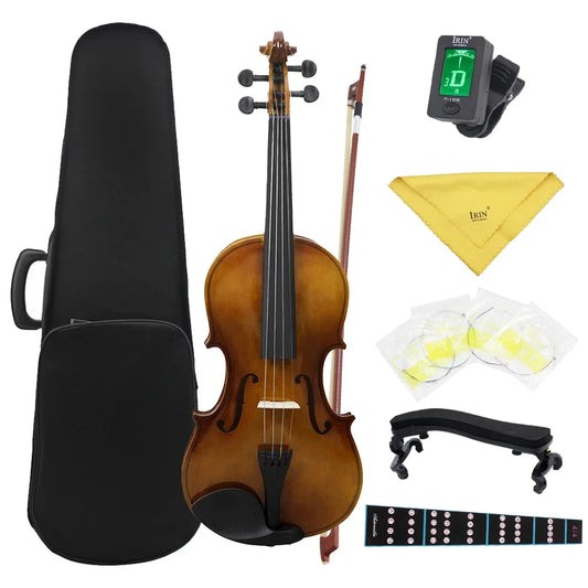 Violino Acústico 4/4 Full Size Basswood Astonvilla AV-102 com Estojo, Arco, Cordas, Espalheira, Afinador e Pano de Limpeza
