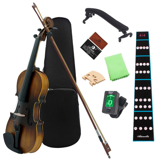 Violino IRIN 4/4 Acústico Profissional Fosco – Conjunto Completo com Estojo, Arco e Acessórios em Basswood para Estudo e Performance