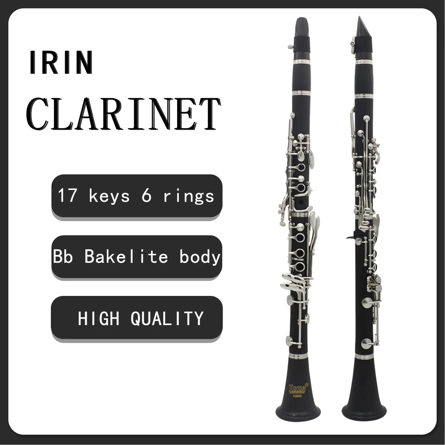 IRIN Clarinet Bb Clarinet 17 Keys 6 Rings Bakelite Clarinet Blackwinds Professional Clarinetto Woodwind Instruments With Bag