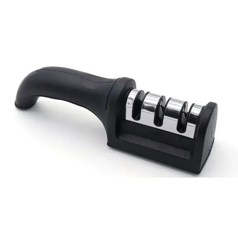 Afiador de Facas 3 em 1 com Segmentos em Aço Inox – Pedra de Afiação para Cozinha, Tesouras e Utensílios Domésticos - Expresso Nippon