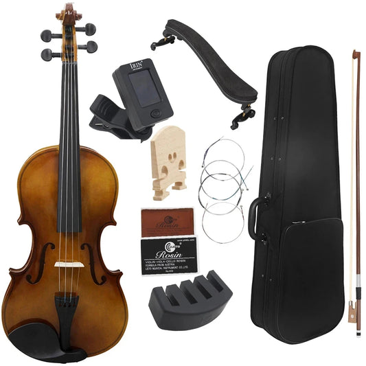 Violino 4/4 Retrô em Madeira Maciça e ABS – Acústico Profissional com Estojo e Arco