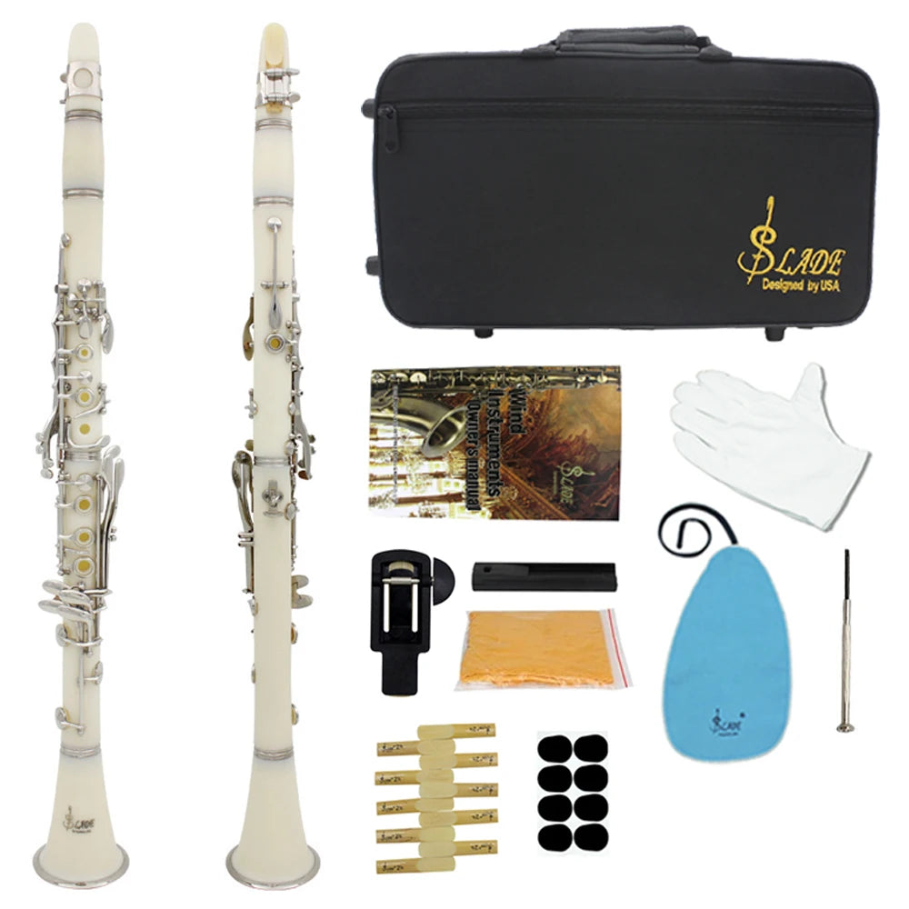 Clarinete Bb 17 Chaves SLADE Profissional em Baquelite com Acessórios