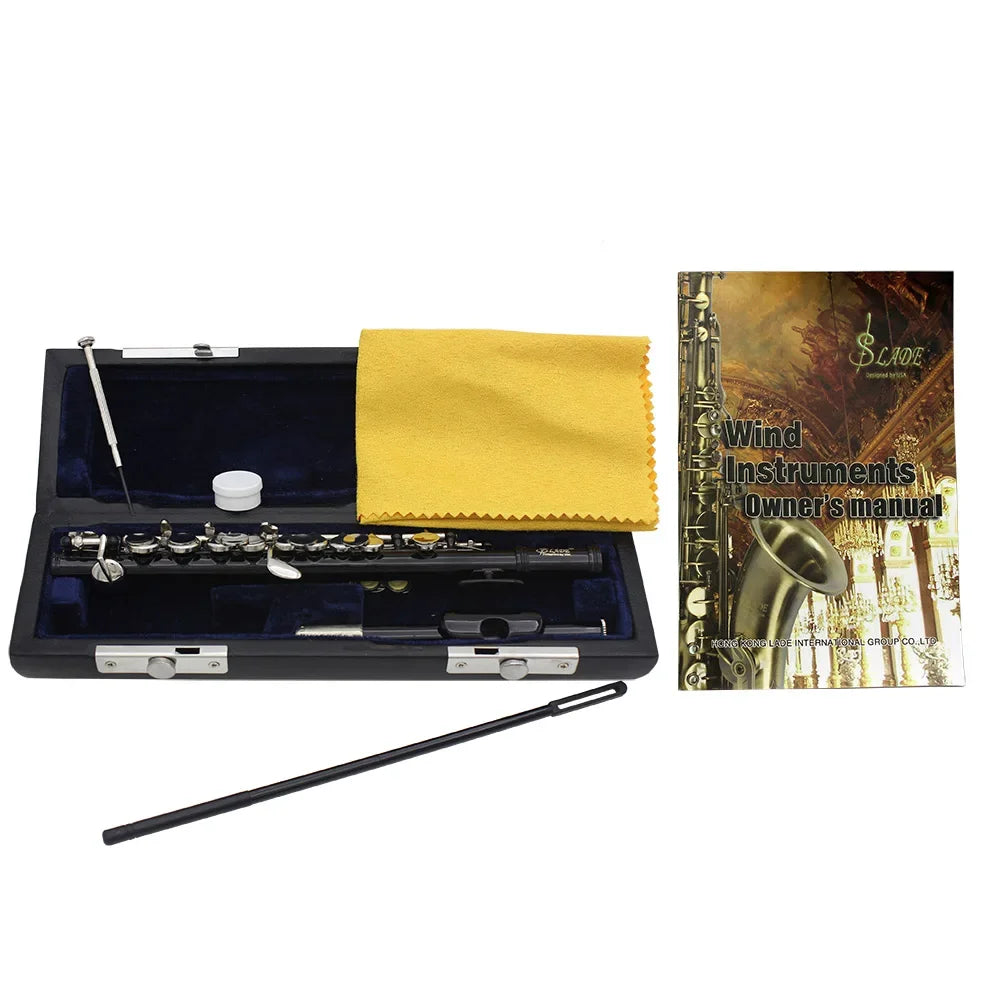 Piccolo SLADE 16 Furos C Chave – Tubo em Cobre Branco, Chaves Prateadas Multicolor, Instrumento de Sopro com Acessórios