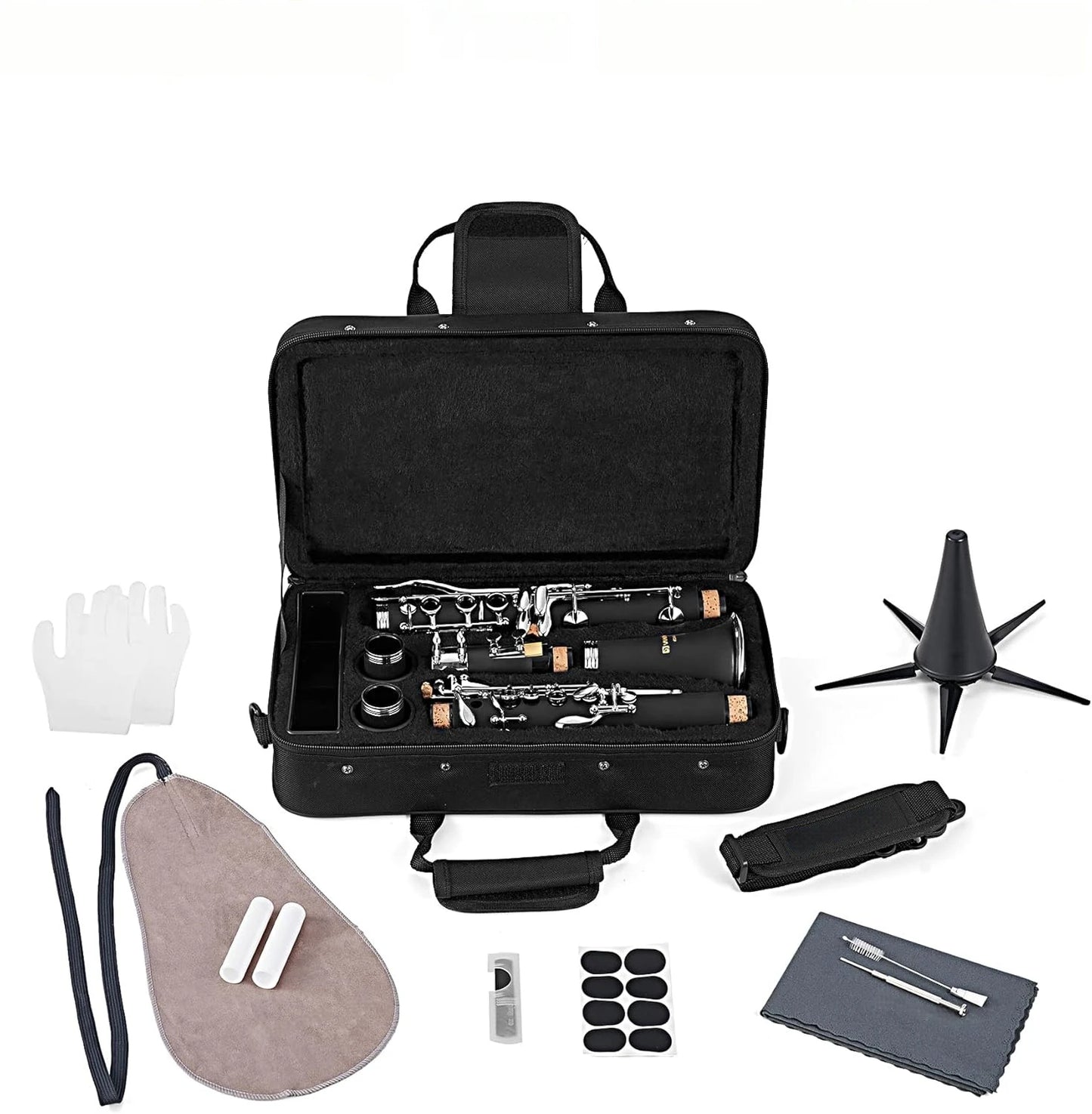 Clarinete Bb Profissional 17 Teclas e 6 Anéis Blackwinds – Instrumento de Sopro com Estojo e Acessórios