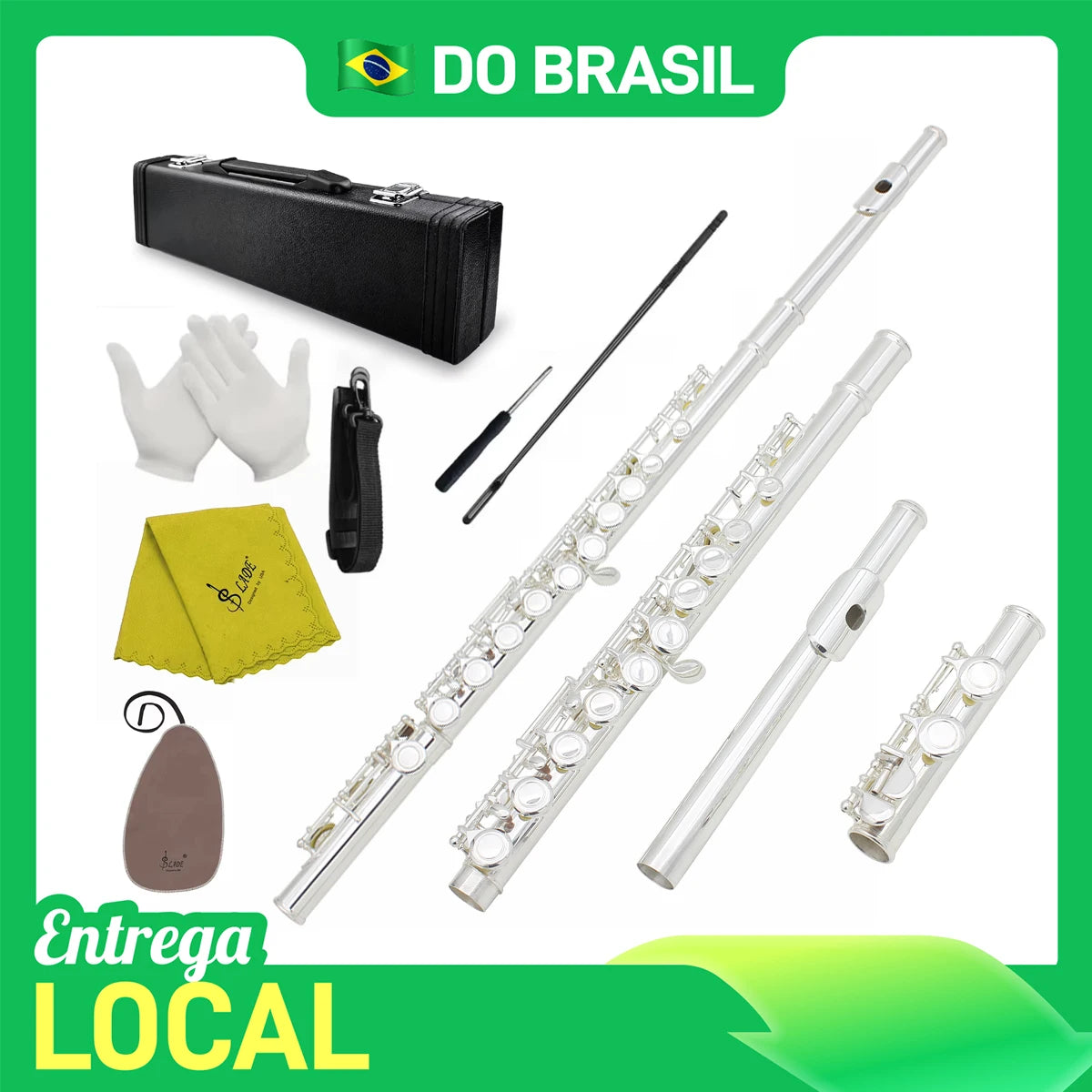 From Brazil SLADE 16 C-Slot Holes Flute Purple/Black Flute Professional Beginner Student Flute with Box Gloves Cleaning Kit