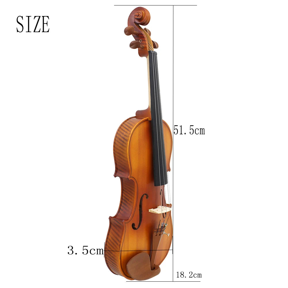Violino 4/4, 3/4 e 1/2 Full Size rajados, Acústico Brilhante – Com Estojo e Arco