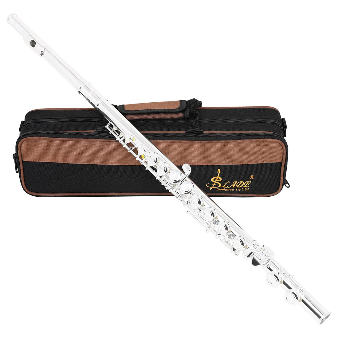 Flauta Transversal SLADE 16 Furos C com Tecla E Banhada a Prata com Estojo e Acessórios