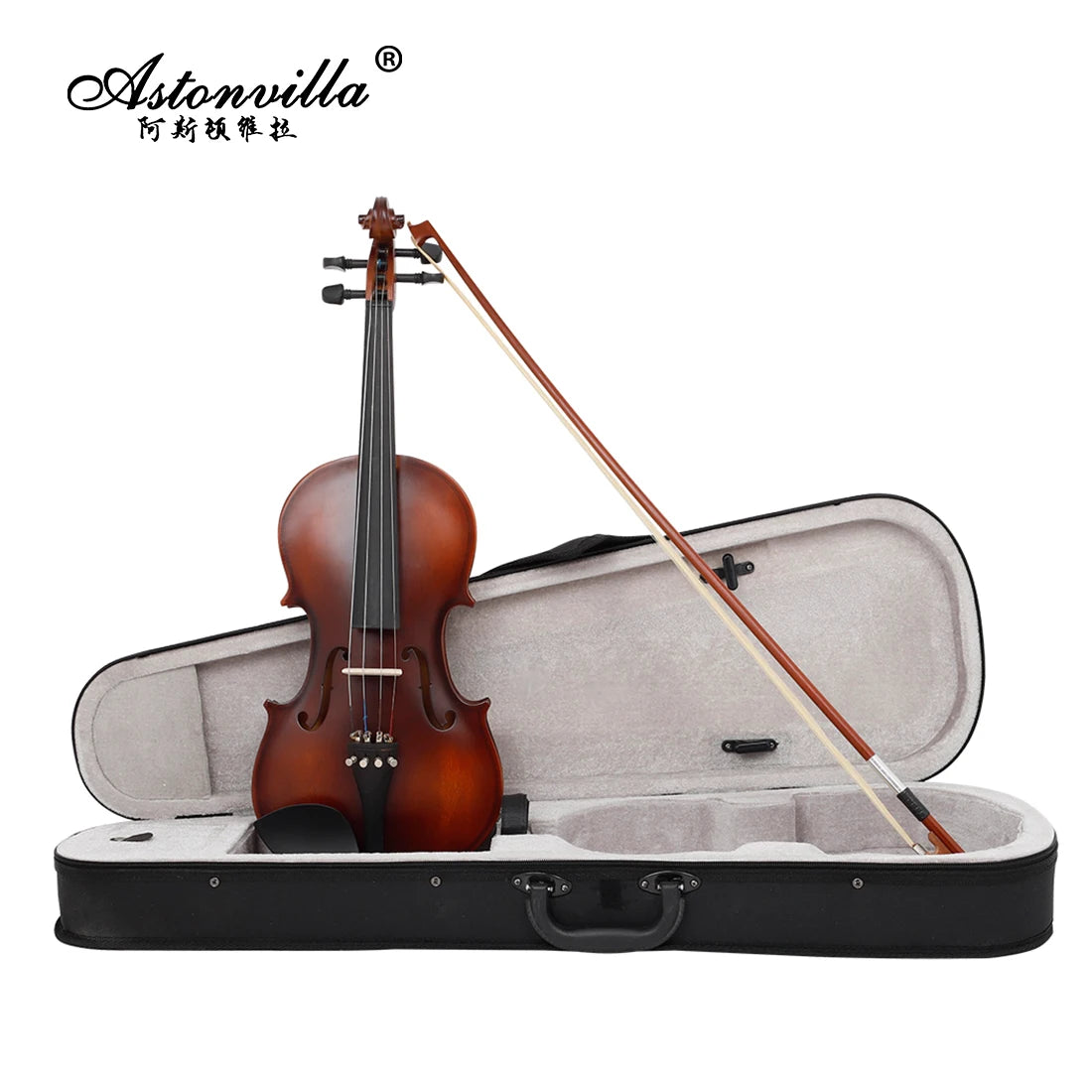 Violino Astonvilla 4/4 e 3/4 em Basswood – Conjunto Completo com Estojo e Acessórios, Instrumento Profissional para Performance