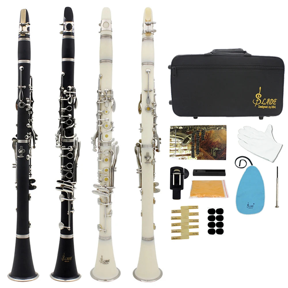 Clarinete Bb 17 Chaves SLADE Profissional em Baquelite com Acessórios