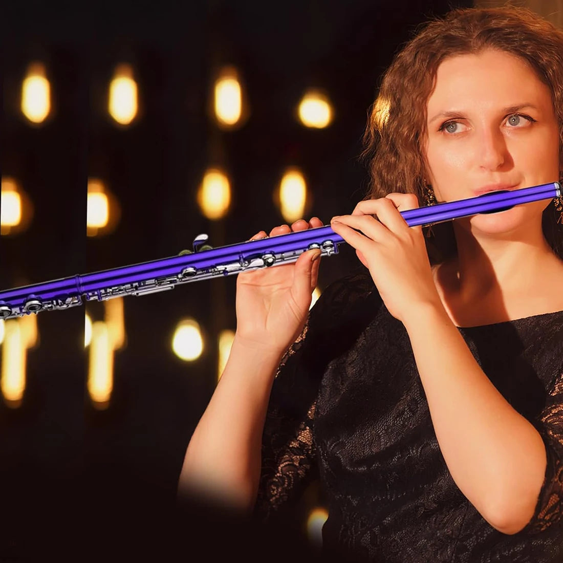 From Brazil SLADE 16 C-Slot Holes Flute Purple/Black Flute Professional Beginner Student Flute with Box Gloves Cleaning Kit