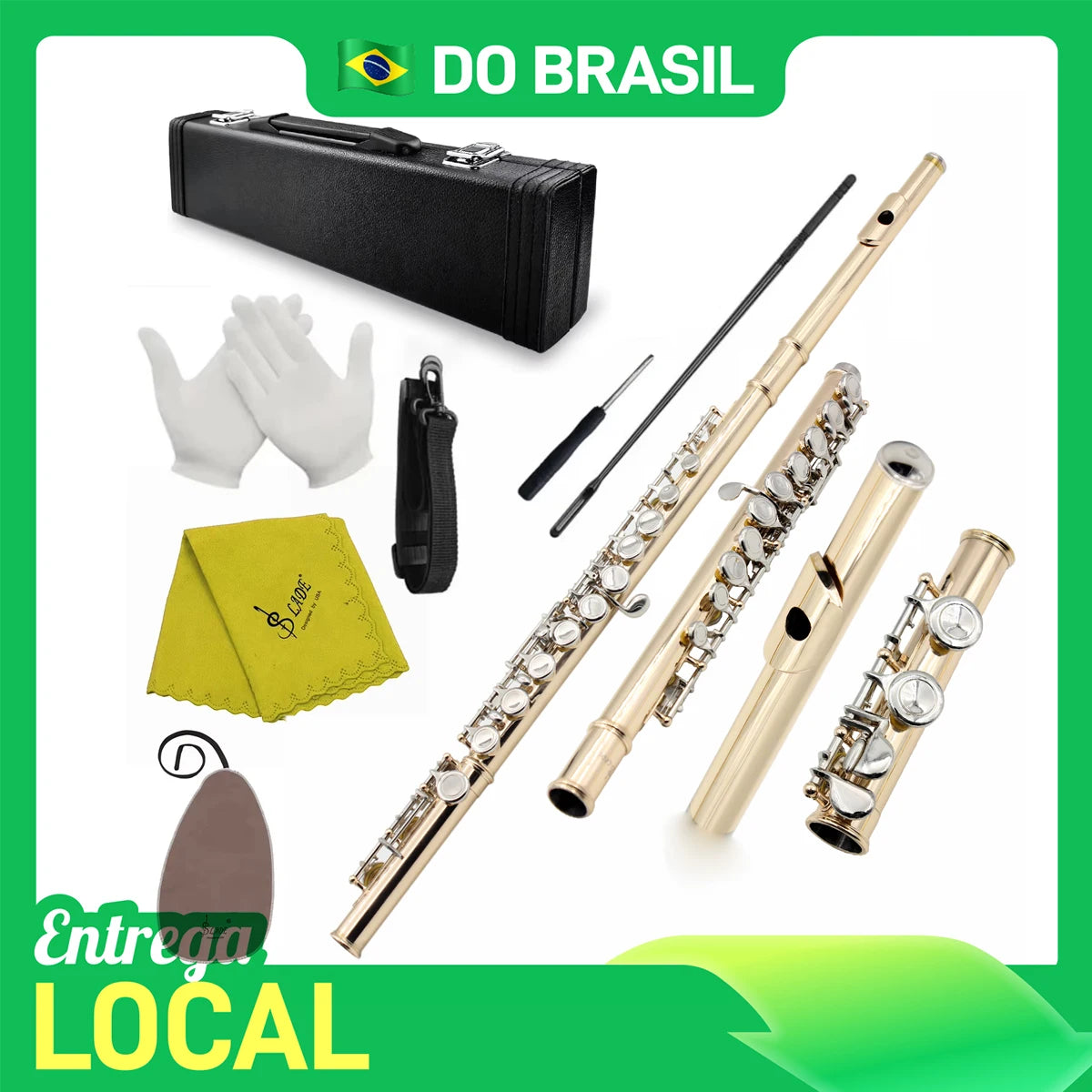 From Brazil SLADE 16 C-Slot Holes Flute Purple/Black Flute Professional Beginner Student Flute with Box Gloves Cleaning Kit