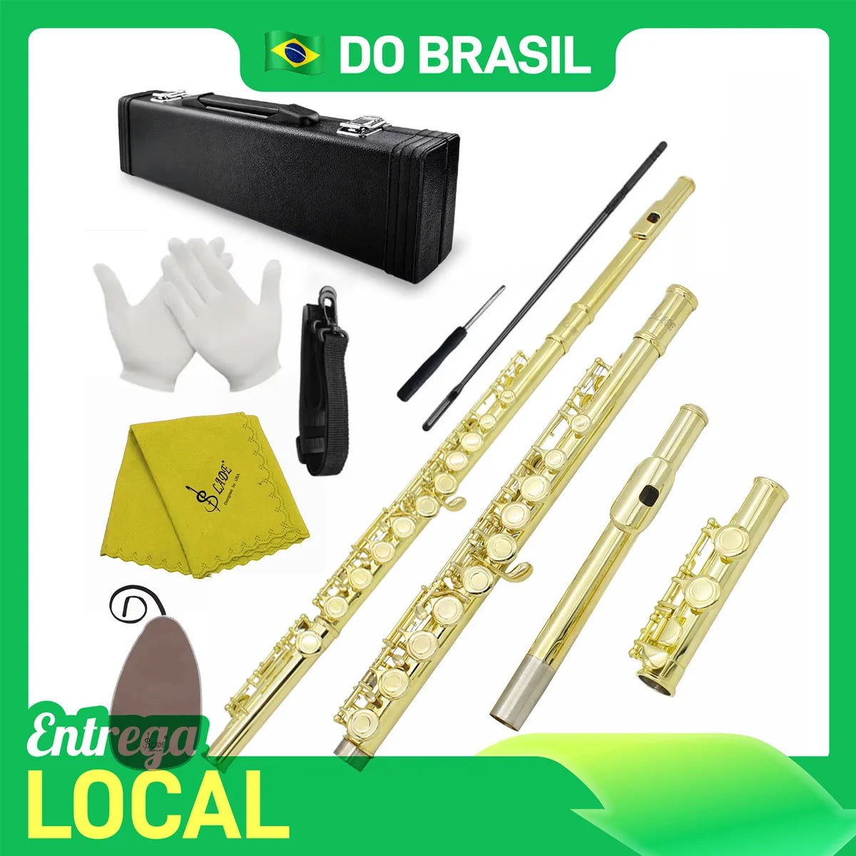 From Brazil SLADE 16 C-Slot Holes Flute Purple/Black Flute Professional Beginner Student Flute with Box Gloves Cleaning Kit