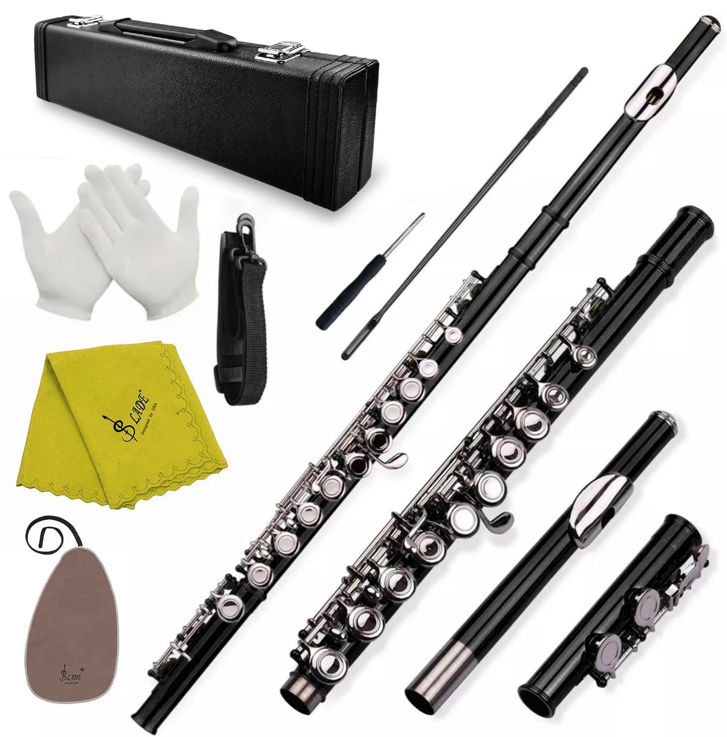 From Brazil SLADE 16 C-Slot Holes Flute Purple/Black Flute Professional Beginner Student Flute with Box Gloves Cleaning Kit