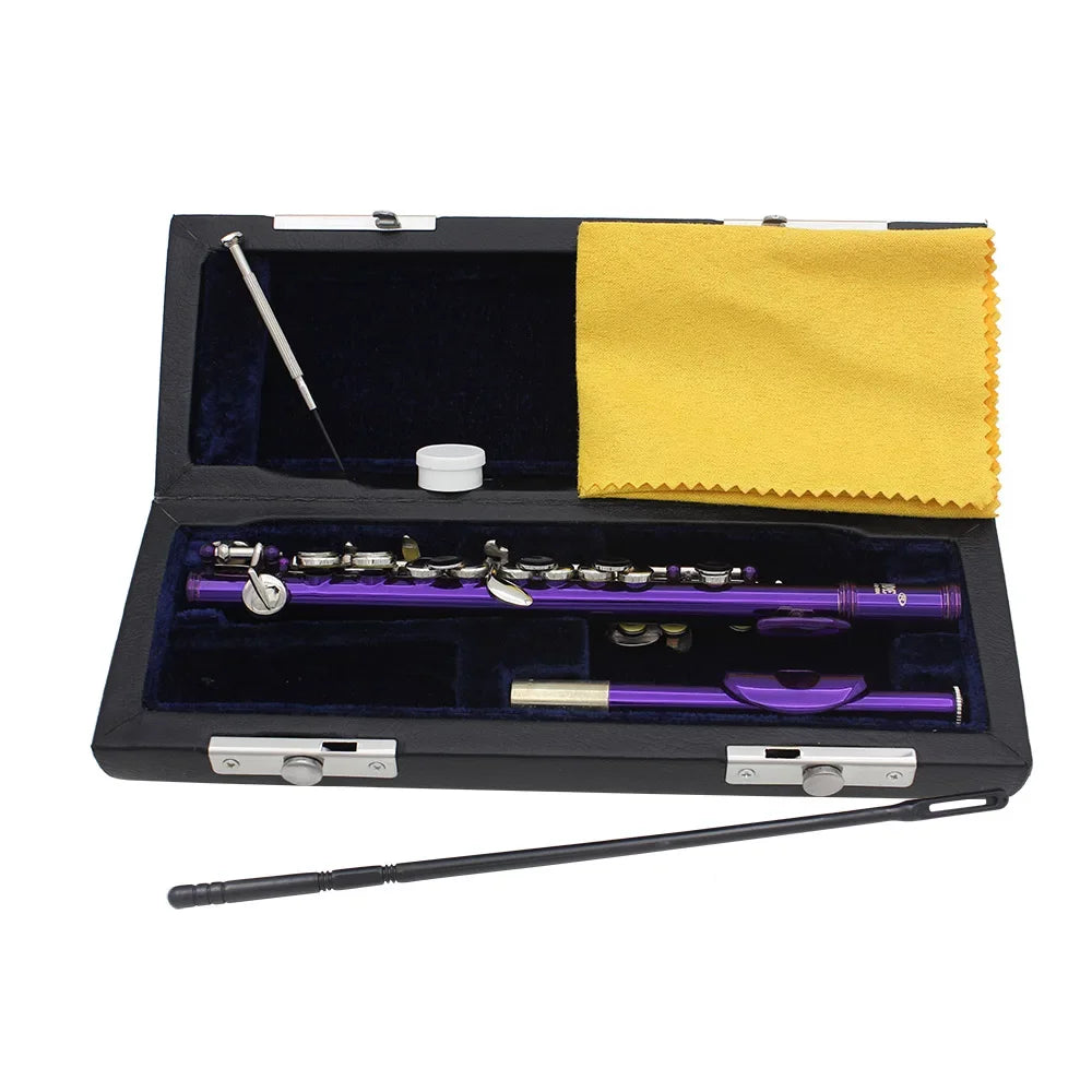 Piccolo SLADE 16 Furos C Chave – Tubo em Cobre Branco, Chaves Prateadas Multicolor, Instrumento de Sopro com Acessórios