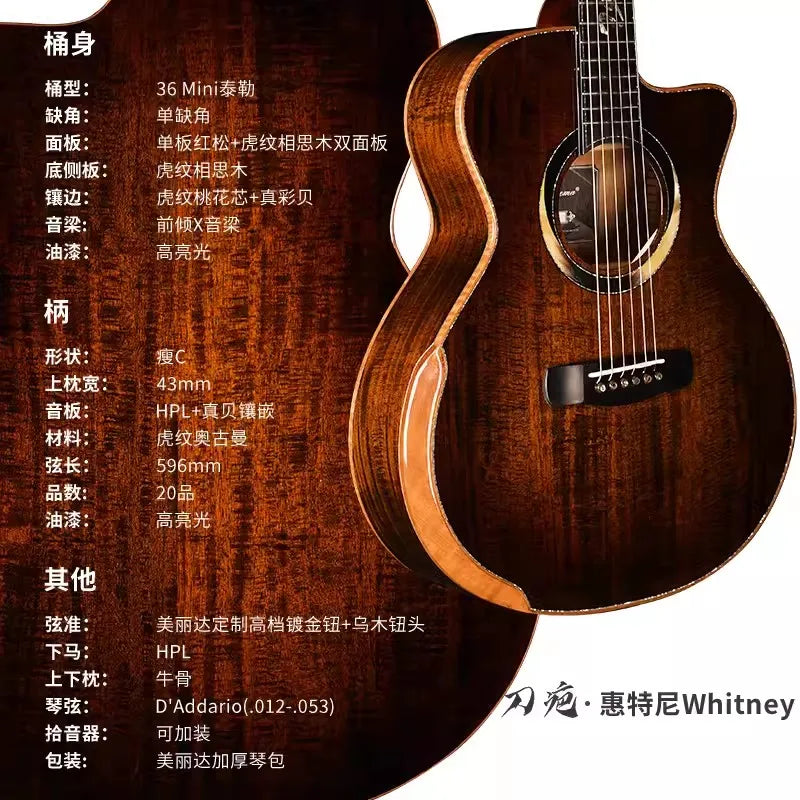 Violão Merida 41" Handmade Topo Abeto Corpo Jacarandá All Solid com Estojo, Correia e Afinador