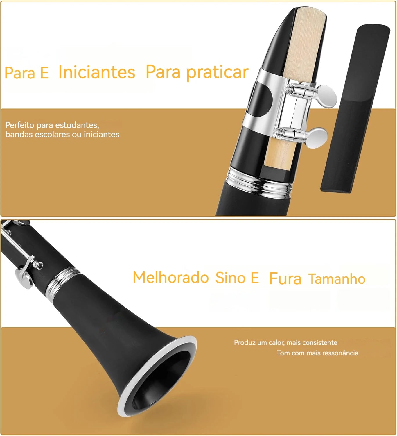 Clarinete Bb Profissional 17 Teclas e 6 Anéis Blackwinds – Instrumento de Sopro com Estojo e Acessórios