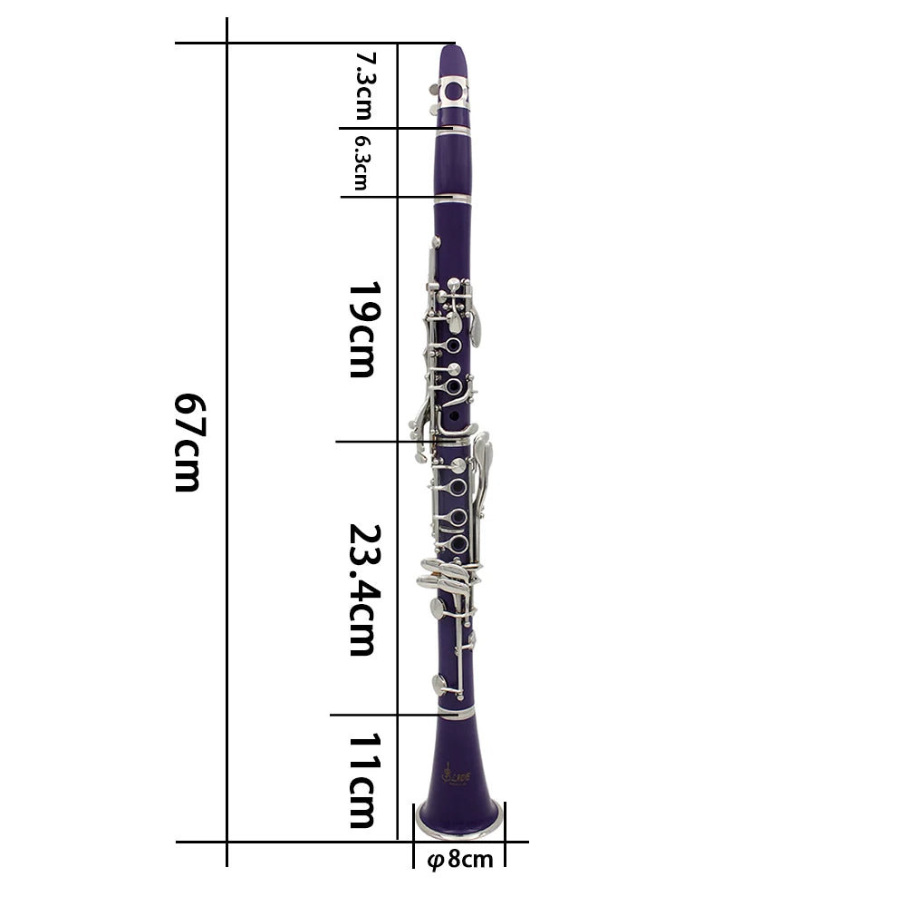 Clarinete SLADE Bb 17 Teclas – Corpo em Baquelite, Instrumento Profissional de Sopro com Estojo e Palheta