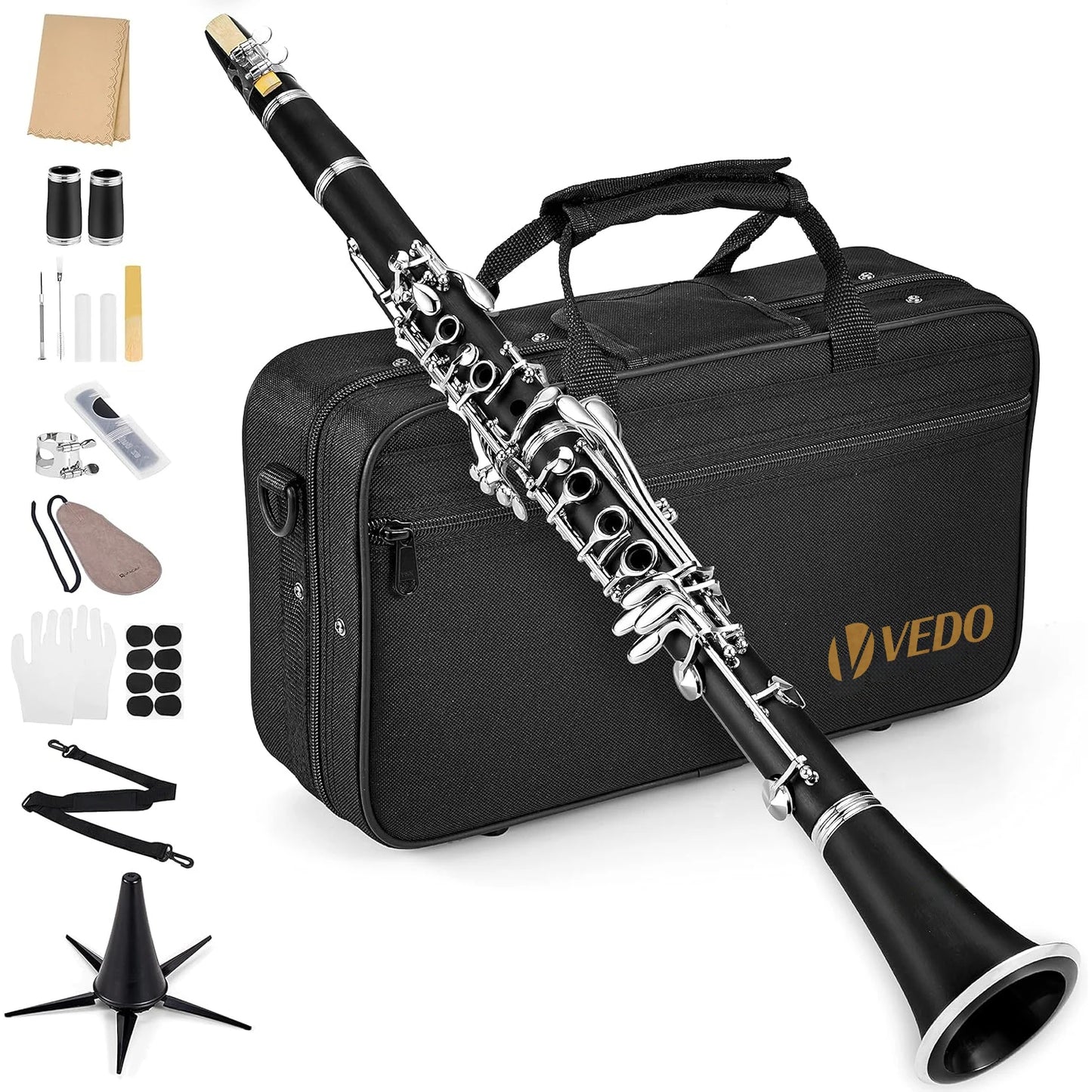 Clarinete Bb Profissional 17 Teclas e 6 Anéis Blackwinds – Instrumento de Sopro com Estojo e Acessórios