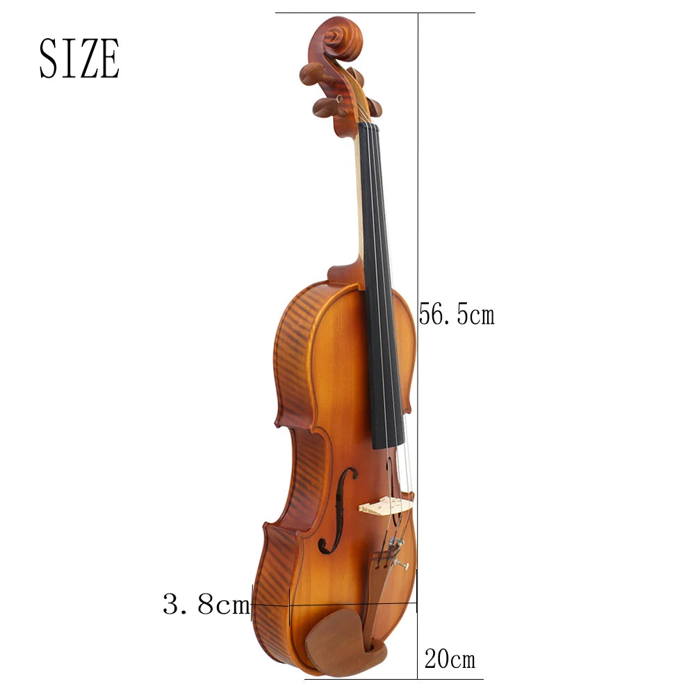 Violino 4/4, 3/4 e 1/2 Full Size rajados, Acústico Brilhante – Com Estojo e Arco