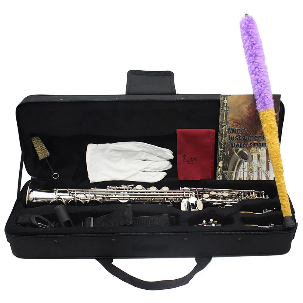SLADE Saxofone Soprano Bb Profissional – Corpo de Latão Reto com Estojo e Palhetas para Músicos